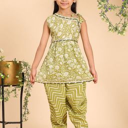Girls Floral Printed Kurta with Dhoti Pant-image-76