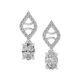 Sparkles Lab Grown Diamond 0.88 Ct Oval Diamond Leaf Drop Diamond Stud Earrings 14K-image-39