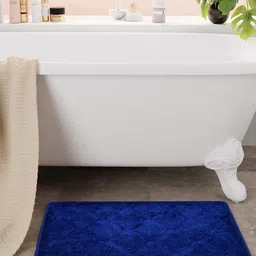 Bichauna Element Navy-Blue Anti-Skid Rectangular 1300 GSM Bath Rug-picture-29