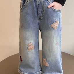 LULU & SKY Girls High-Rise Slash Knee Light Fade Jeans-image-48