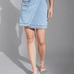 Life With Pockets Denim Above Knee Skirt-image-76