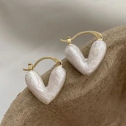 CIKIT Enamelled Heart Shaped Hoop Earrings-image-41