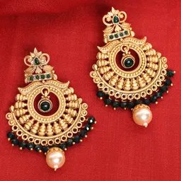 PANASH Gold Plated Beaded Contemporary Drop Earrings-51
