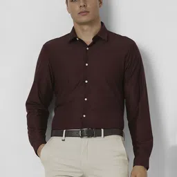 V Dot Men Spread Collar Solid Cotton Formal Shirt-image-69