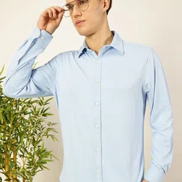 Thomas Scott Men Premium Spread Collar Solid Slim Fit Casual Shirt-image-9