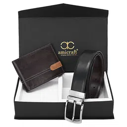 amicraft Men Wallet and Belt Gift Set-image-5