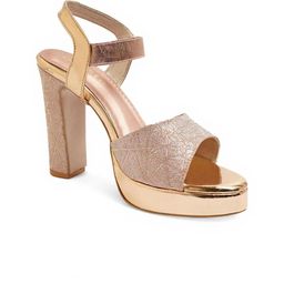Kneetoes Women Shimmering Lustrous Rose Gold Block Heels-image-23