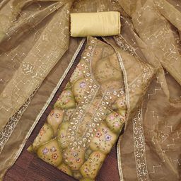SAINOOR Embroidered Organza Semi-Stitched Dress Material-image-70