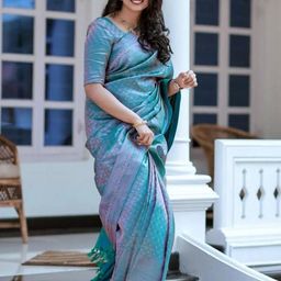 CaniBani Blue Silk Blend Banarasi Sarees-image-53