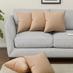 Kuber Industries Gold-Toned & White 5 Pieces Geometric Square Cushion Covers-image-36