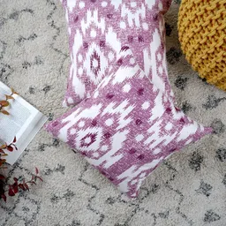 Ratan Cart Purple 2 Pieces Abstract Woven Design Pure Cotton Square Cushion Covers-image-30