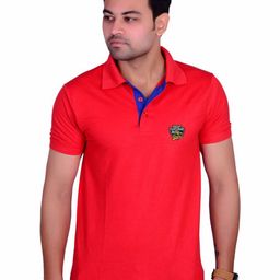 LA MILANO Men Polo Collar Applique Slim Fit T-shirt-image-94