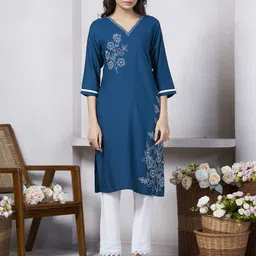KALINI Women Floral Embroidered Thread Work Floral Kurta-picture-41