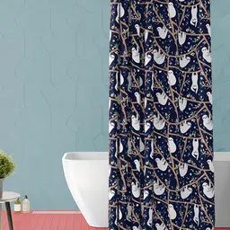 ArtzFolio Blue & White Floral Printed Waterproof Shower Curtain-image-61