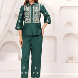 FREYAA Embroidery Shirt & Pant Co-Ord Set-image-16