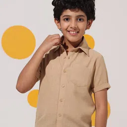 Cherry & Jerry Boys Classic Fit Solid Spread Collar Linen Casual Shirt-image-70