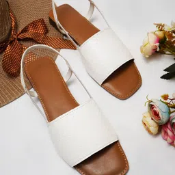 TRYME Women Open Toe Textured Flatform Sandals with Buckles-8