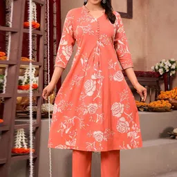 OZIA Women Floral Embroidered Regular Thread Work Kurta with Trousers-picture-29