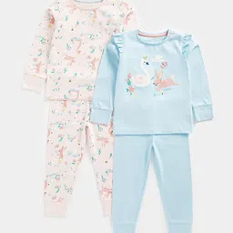 mothercare Girls Pack Of 2 Printed Round Neck Night suit-image-29