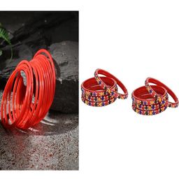 SOMIL Set Of 20 Red Alloy Artificial Stones and Beads Antique Bangles-image-52