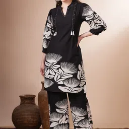 FASHOR Floral Printed Tunic With Palazzo Co-Ords-image-45