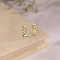 Mia by Tanishq Women 14KT Sparkling Ladder Gold & Diamond Stud Earrings - 1.77 gm-image-71