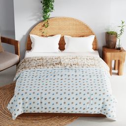 BIANCA Khaki & White Floral Printed AC Room 150 GSM Cotton Double Bed Dohar-picture-8