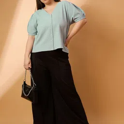 all about you Women V-Neck Puff Sleeve Top-picture-43