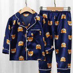 TrendyKid Boys Printed Lapel Collar Shirt With Pyjama-picture-29