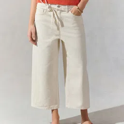 NEXT Women Pure Cotton Wide Leg Cropped Jeans-image-61