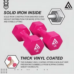 ADRENEX Set Of 6 Fixed Weight Dumbbells - 12 Kg image 3