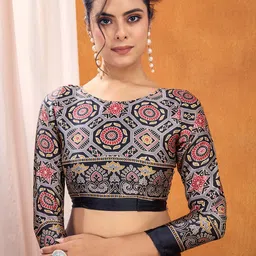 Mitera Ajrak Block Satin Saree image 2