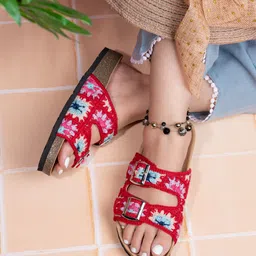 BRISKERS Women Open Toe Flats with Buckle-image-43