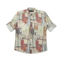 CAVIO Boys Comfort Spread Collar Abstract Printed Cotton Casual Shirt-image-65