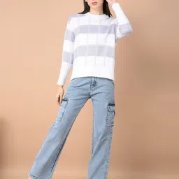 Crimsoune Club Women Checked Printed Pullover-24