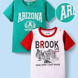 Honeyhap Boys Pack of 2 Printed Pure Cotton T-shirt-picture-38