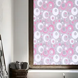INDIAN ROYALS White & Pink Circle Design Printed Self-Adhesive & Durable Window Sticker-image-71