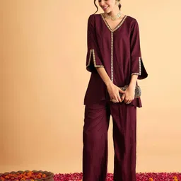 Moda Rapido Embroidered Top With Trousers Co-Ords-image-52