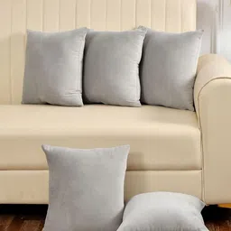 Yellow Weaves Grey 5 Pieces Velvet Square Cushion Covers-image-34