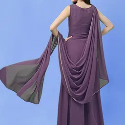 PARROT CREATION Geometric Embroidered Sequinned Georgette Kurti with Sharara And Dupatta image 5