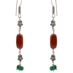Shrim jewels Silver-Plated Artificial Beaded Geometric Shape Oxidised Drop Earrings-picture-12