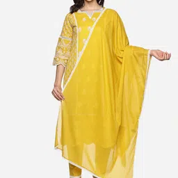 RAJMANDIRFABRICS Women Floral Regular Work Pure Cotton Kurta with Trousers & With Dupatta-picture-48