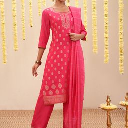 Vishudh Women Floral Printed Regular Kurta with Trousers & With Dupatta-5