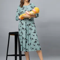 Mammas Maternity Women Floral Print A-Line Midi Dress-image-70