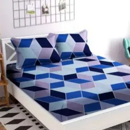 Aura Geometric Printed 144 TC King Double Bedsheet with 2 Pillow Covers-image-89