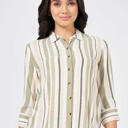 Honey by Pantaloons Women Vertical Stripes Printed Shirt Collar Top-image-62