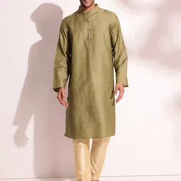 Fabindia Band Collar Neck Long Sleeves Regular Straight Kurta-image-36