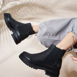Peach Flores Women Leather Chelsea Boots-image-74