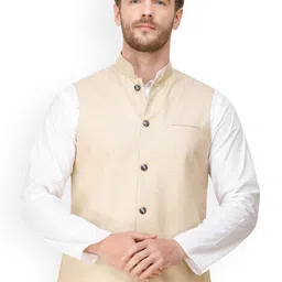 Exotic India Woven Diagonal Stripes Nehru Jacket-image-71