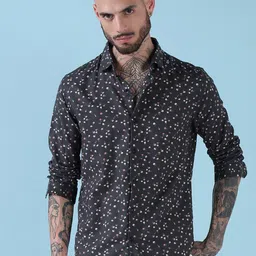 SHOWOFF Men Comfort Slim Fit Floral Printed Spread Collar Cotton Casual Shirt-image-81